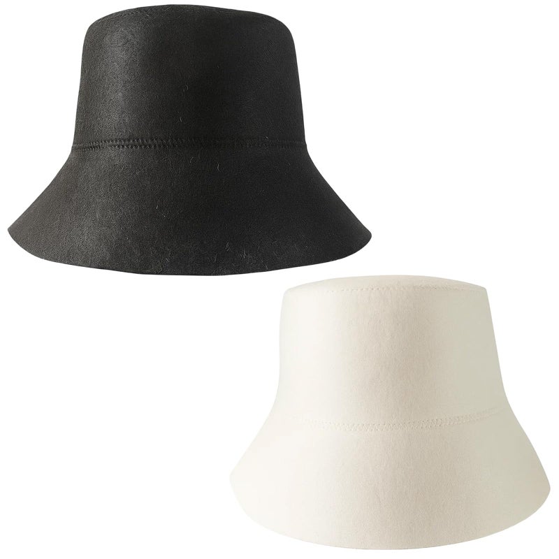 Sauna Hat for Men and Women, 2 Pack Wool Sauna Hats Set for Steam Room, Spa, Home Sauna Accessories, Travel-Friendly Design, 28 X 22 Cm (Black and White)